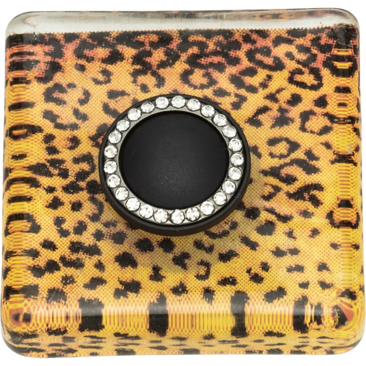 Knob Atlas Cheetah Glass Square Matte Black Brass & Glass 1-1/2 Inch - Frankwebs