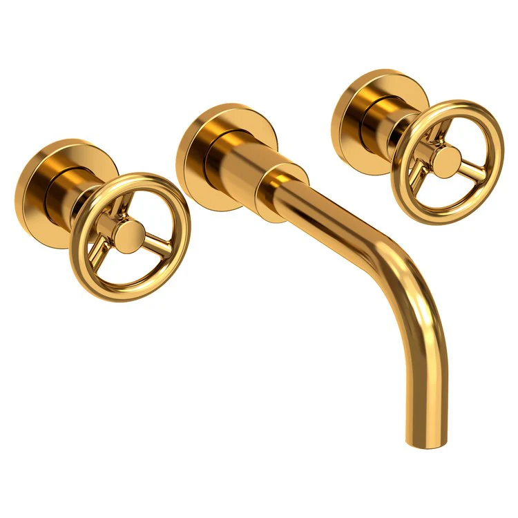 Slater Two Handle Wall-Mount Bathroom Faucet - Polished Gold PVD - Frankwebs