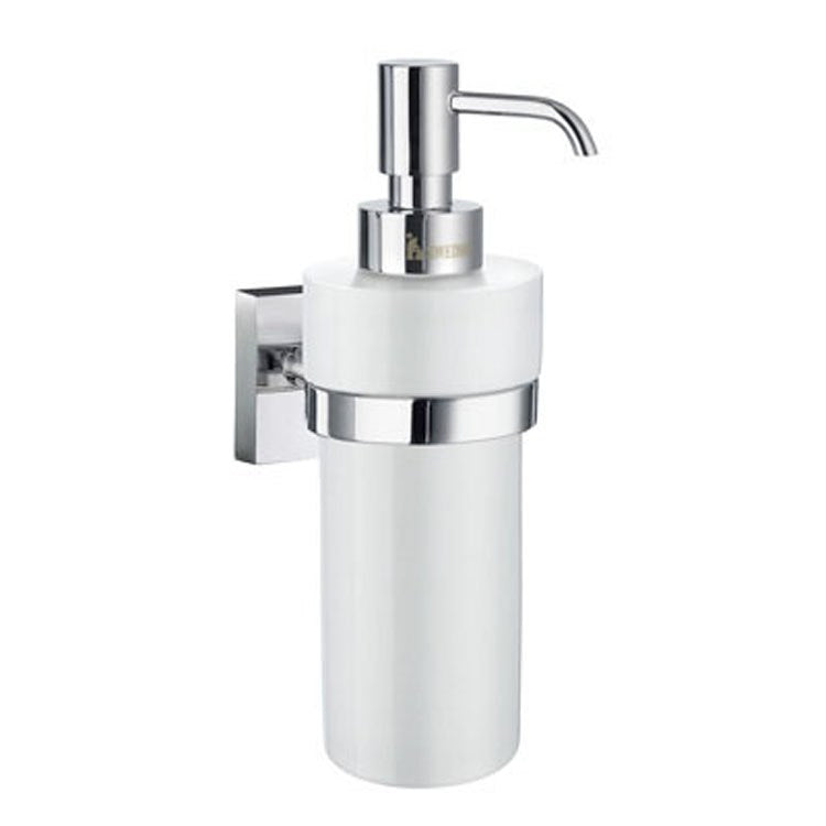 Soap Dispenser House Polished Chrome Wall Mount Porcelain Brass Pump with Holder 200 Milliliters - Frankwebs