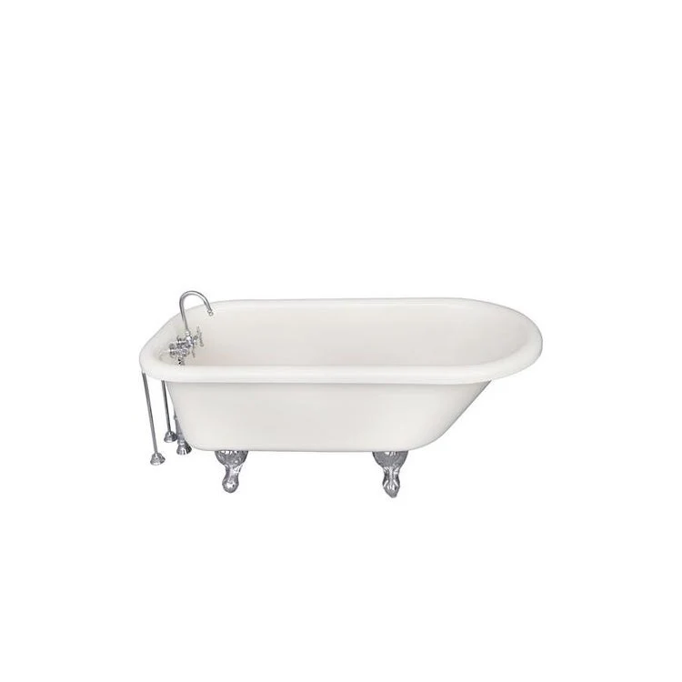 Tub Kit Anthea 60 Inch Acrylic Bisque Kit Includes Polished Chrome Tub Filler 24 Inch Double Offset Tub Supplies and Tub Drain Ball and Claw Feet Gooseneck Spout Intricate Metal Lever 40 Gallon Capacity - Frankwebs