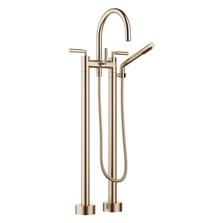 Tub Filler TARA Freestanding Mixer with Handshower 5-7/8 Inch Spread 3 Lever ADA Chrome - Frankwebs