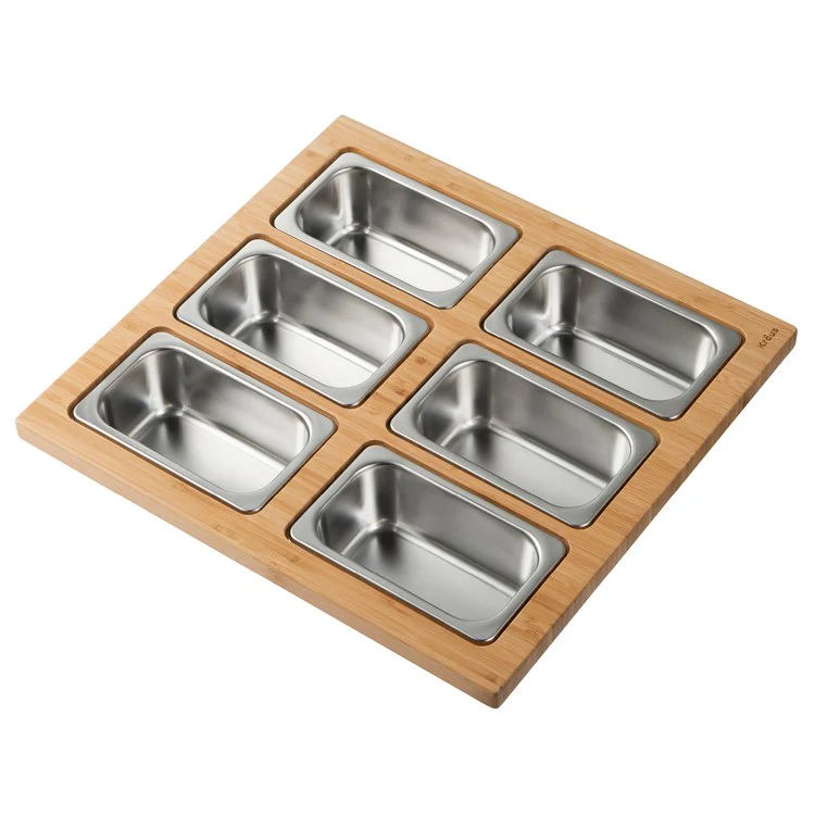 Workstation Kitchen Sink Serving Board Set with Rectangular Stainless Steel Bowls - Frankwebs