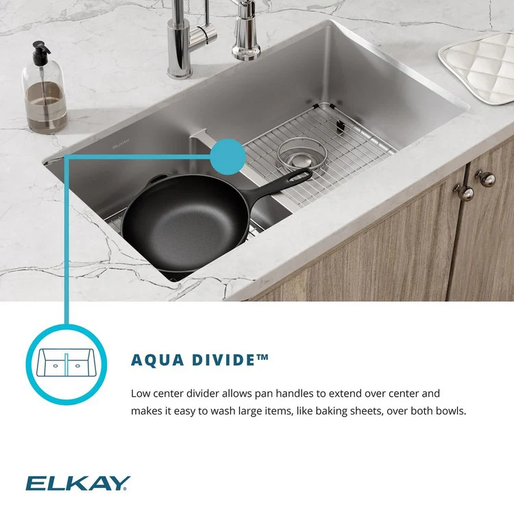 Kitchen Sink Crosstown 33 x 22 Inch Double Bowl Equal Kit with Aqua Divide 5 Hole Polished Satin Drop-In Undermount - Frankwebs
