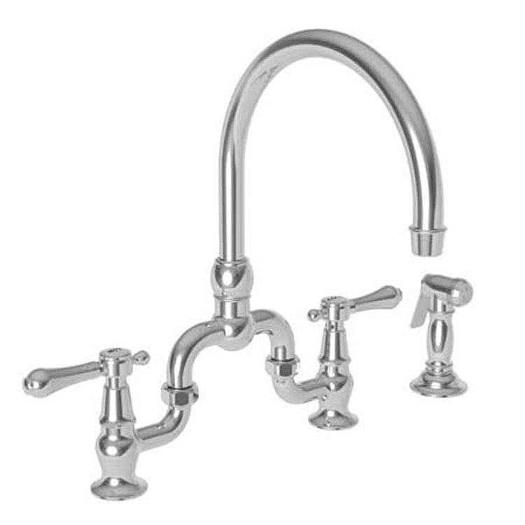 Kitchen Faucet Chesterfield Bridge 8 Inch Spread 2 Lever ADA Matte White Pull Out Sidespray Spout Height 9 Inch Spout Reach 7-1/8 to 9 Inch 1.8 Gallons per Minute - Frankwebs