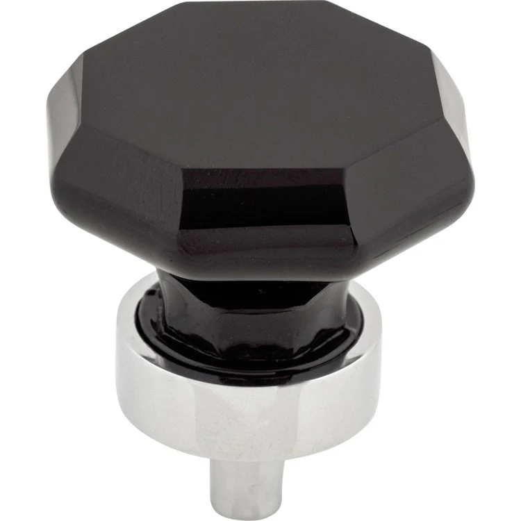 Knob Crystal Black Octagon for Decorative Hardware Brushed Satin Nickel Brass 1-3/8 Inch 1-1/8 Inch - Frankwebs