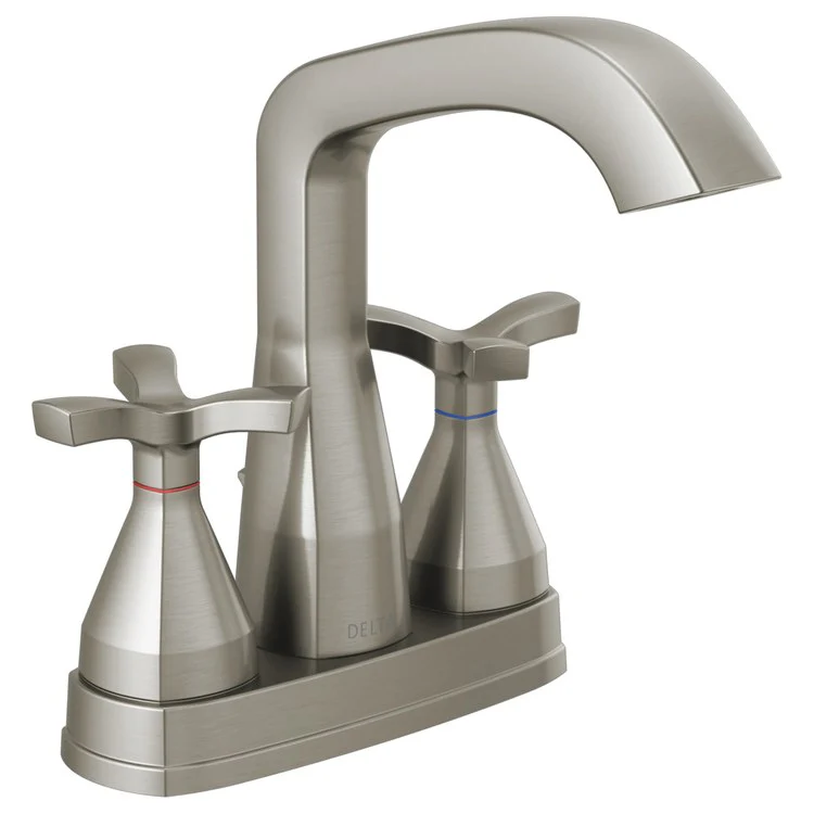 Lavatory Faucet Stryke Centerset 4 Inch Spread 2 Helo ADA WaterSense Lumicoat Stainless 1.2 Gallons per Minute Metal Pop-Up 3 Hole Diamond Seal Technology - Frankwebs