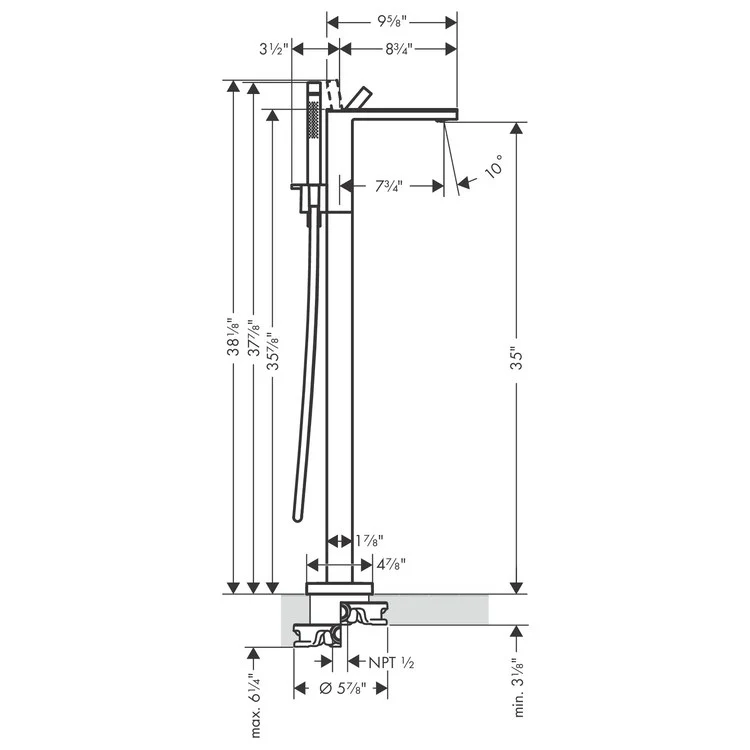 MyEdition Single-Handle Floor Mount Freestanding Tub Filler Trim with Handshower - Frankwebs
