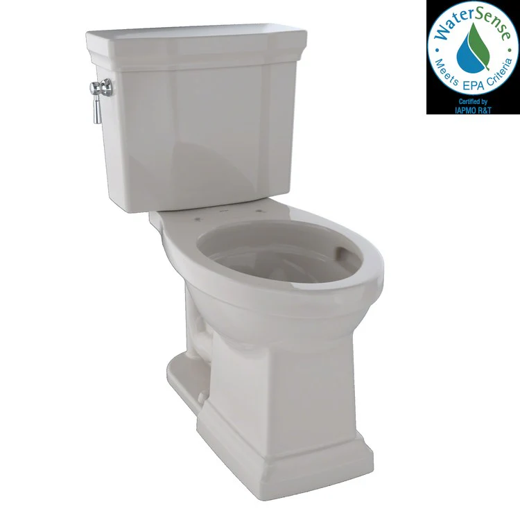Toilet Promenade II 2 Pieces Close Coupled Universal Height Bone Elongated ADA 31-1/4 Inch 1.28 Gallons per Flush Left Hand Chrome Less Seat - Frankwebs