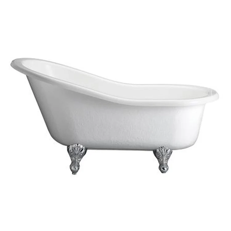 Freestanding Tub Estelle 60 Inch Slipper Oval Acrylic Bisque/Polished Nickel Ball and Claw Feet No Faucet Holes Flat Rim - Frankwebs
