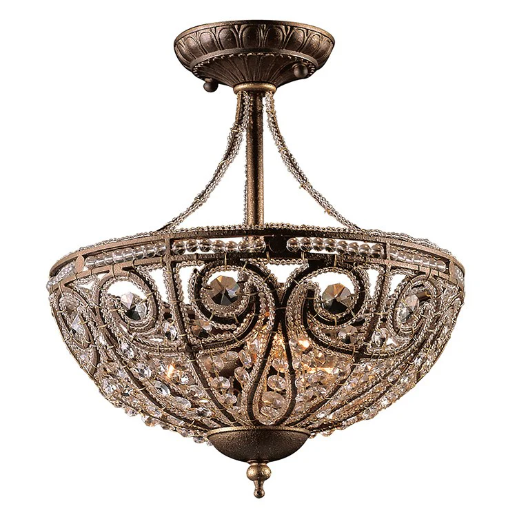 Elizabethan Three-Light Semi-Flush Mount Ceiling Fixture - Frankwebs