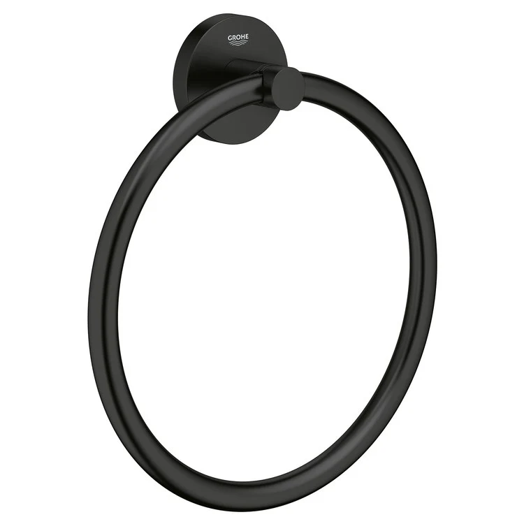 Towel Ring Essentials 8 Inch Closed Matte Black Metal - Frankwebs