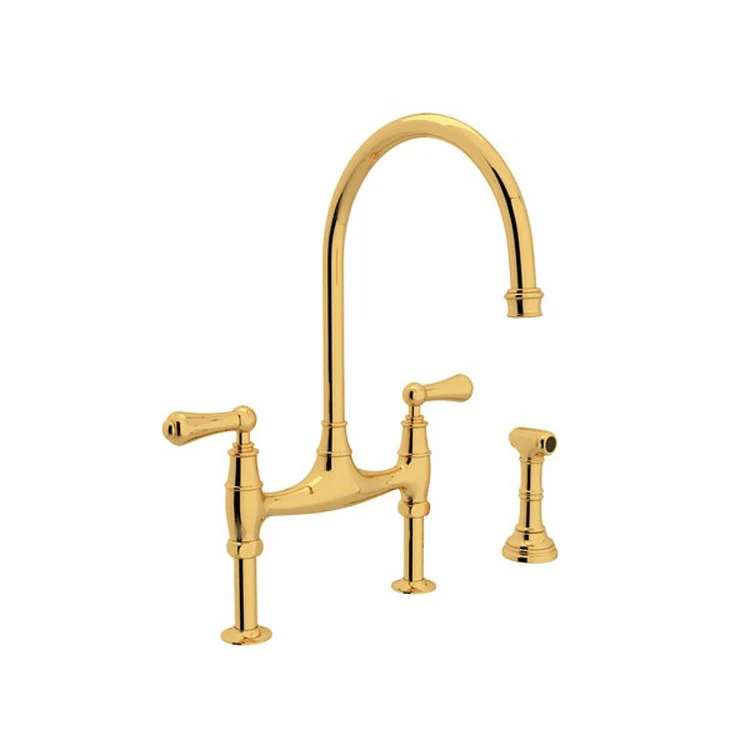 Kitchen Faucet Georgian Era 7-7/8 Inch Spread 2 Lever Polished Nickel Bridge Swivel Spout 1.8 Gallons per Minute - Frankwebs