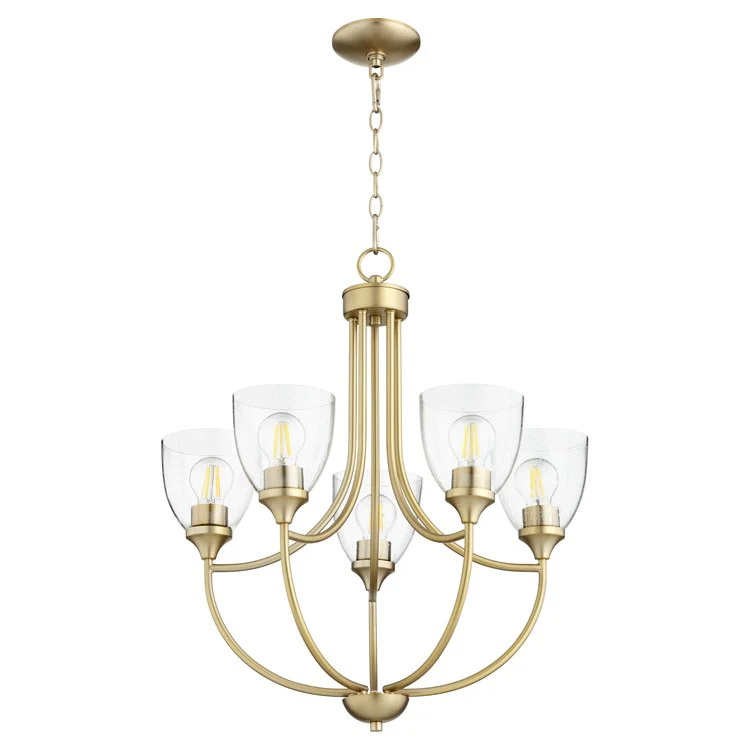 Enclave Five-Light Chandelier with Clear Seeded Glass Shades - Frankwebs