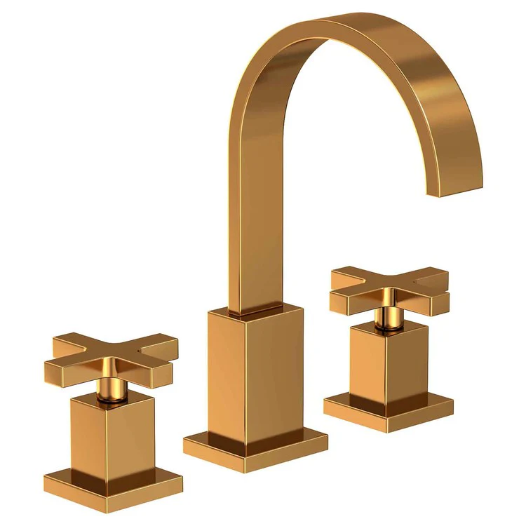 Lavatory Faucet Secant Widespread 8 to 20 Inch Spread 2 Cross ADA Antique Brass 1.2 Gallons per Minute Brass Spout Height 6-3/4 Inch - Frankwebs