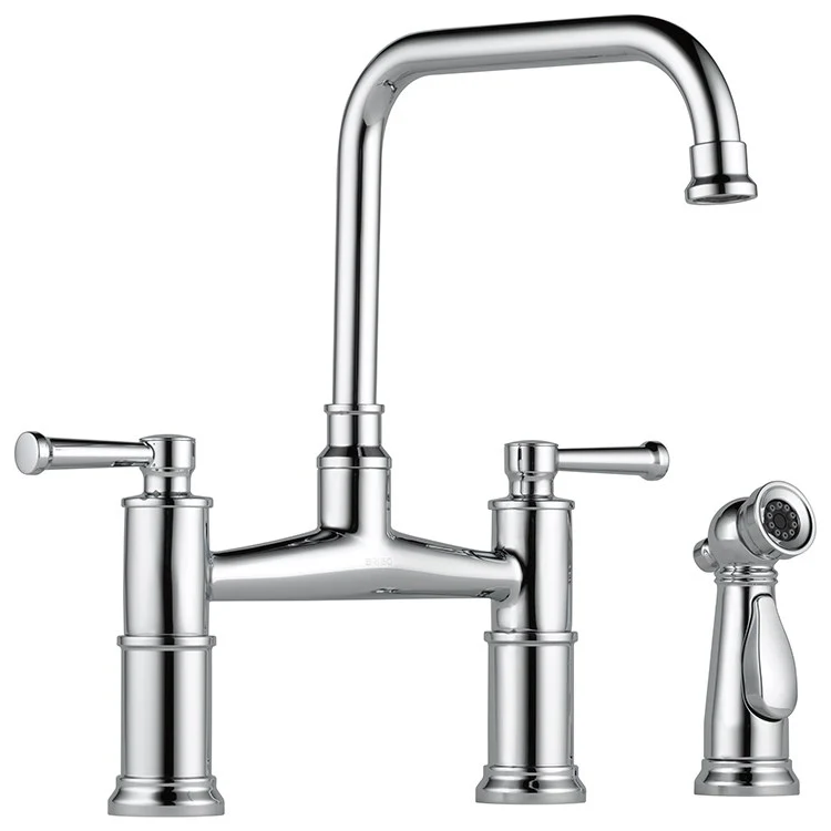 Artesso High Arc Two Handle Widespread Bridge Kitchen Faucet with Sprayer and Lever Handles - Frankwebs