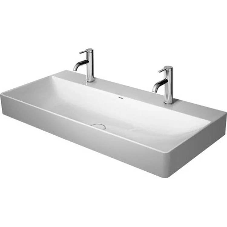 Lavatory Sink DuraSquare Wall Mount Less Overflow 18-1/2 x 39-3/8 Inch 19-1/2 Inch Spread Rectangle White 2 Hole - Frankwebs