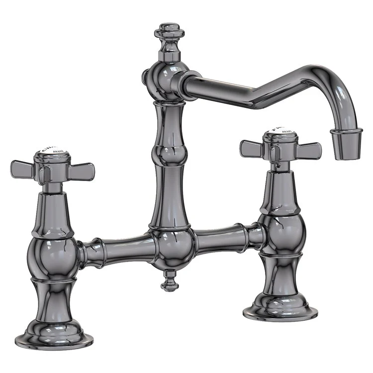 Kitchen Faucet Fairfield Bridge 8 Inch Spread 2 Cross ADA Midnight Chrome Spout Height 6-3/8 Inch Spout Reach 9-7/16 Inch 1.8 Gallons per Minute - Frankwebs