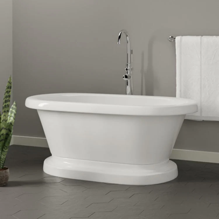 Freestanding Tub Carrie 57 Inch Double Roll Top Oval Acrylic White No Faucet Holes Rolled Rim - Frankwebs