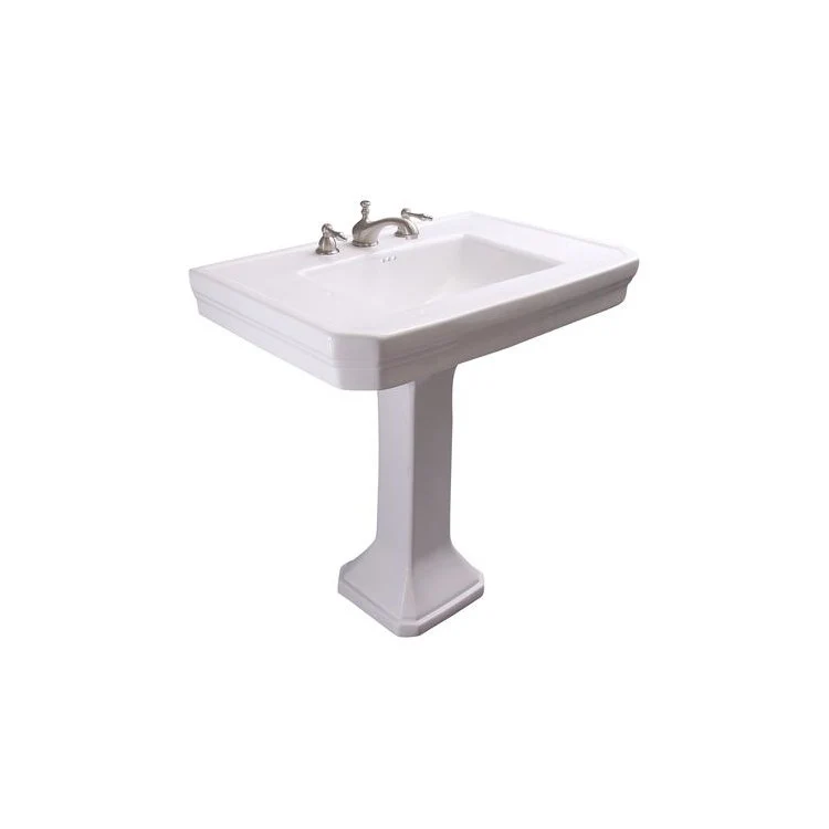 Pedestal Top Corbin with Overflow 32 Inch White 8 Inch Spread Vitreous China Rectangle - Frankwebs