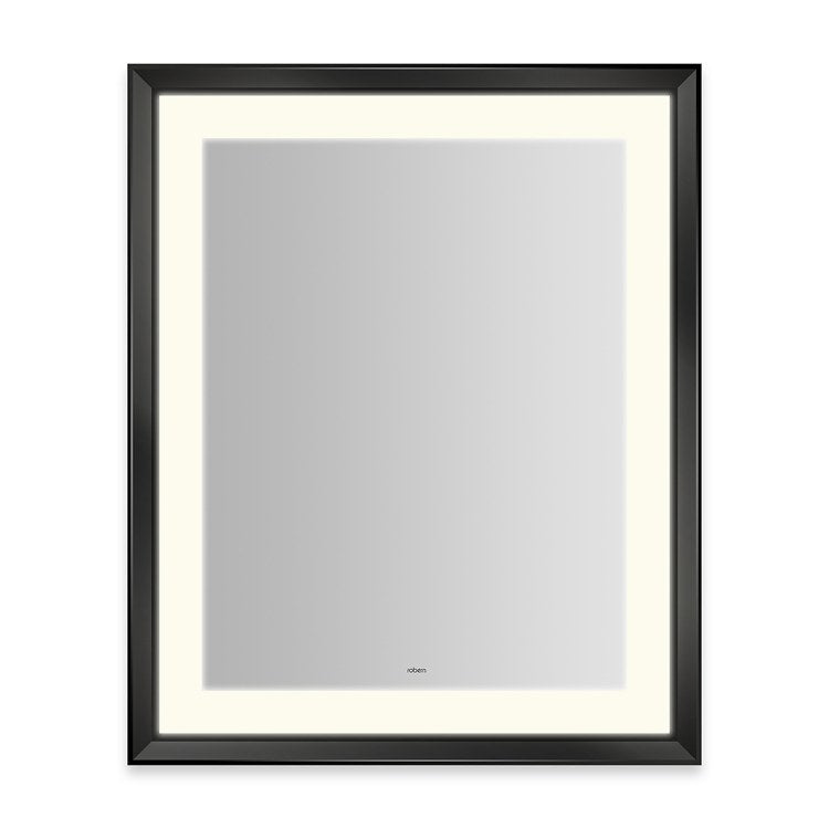 Wall Mirror Sculpt 27W x 33H Inch Matte Black Chamfer Frame Perimeter Light Pattern Rectangular - Frankwebs