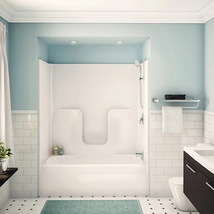 Tub and Shower Module 60 x 31-1/2 x 72 Inch AcrylX Right Drain Bone - Frankwebs