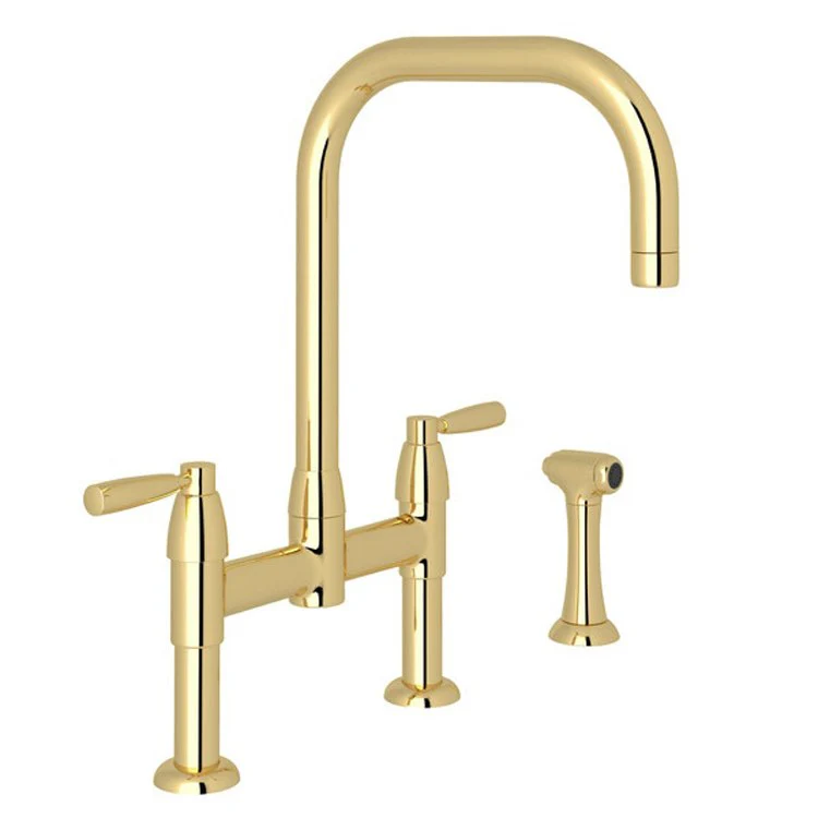 Kitchen Faucet Holborn 8 Inch Spread 2 Lever Satin Nickel Bridge U-Spout 1.8 Gallons per Minute - Frankwebs