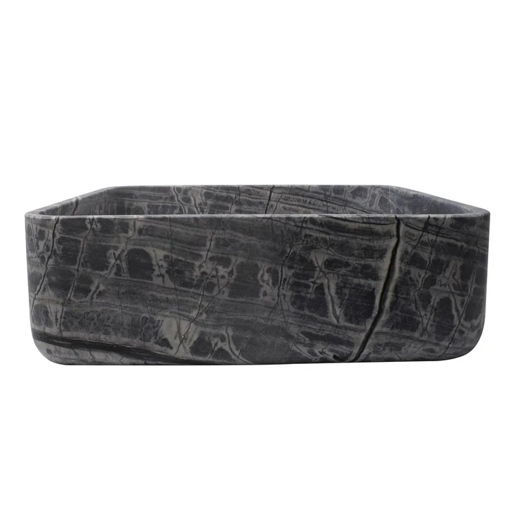 Vessel Maxton Square Honed 15 Inch Black Forest Marble - Frankwebs