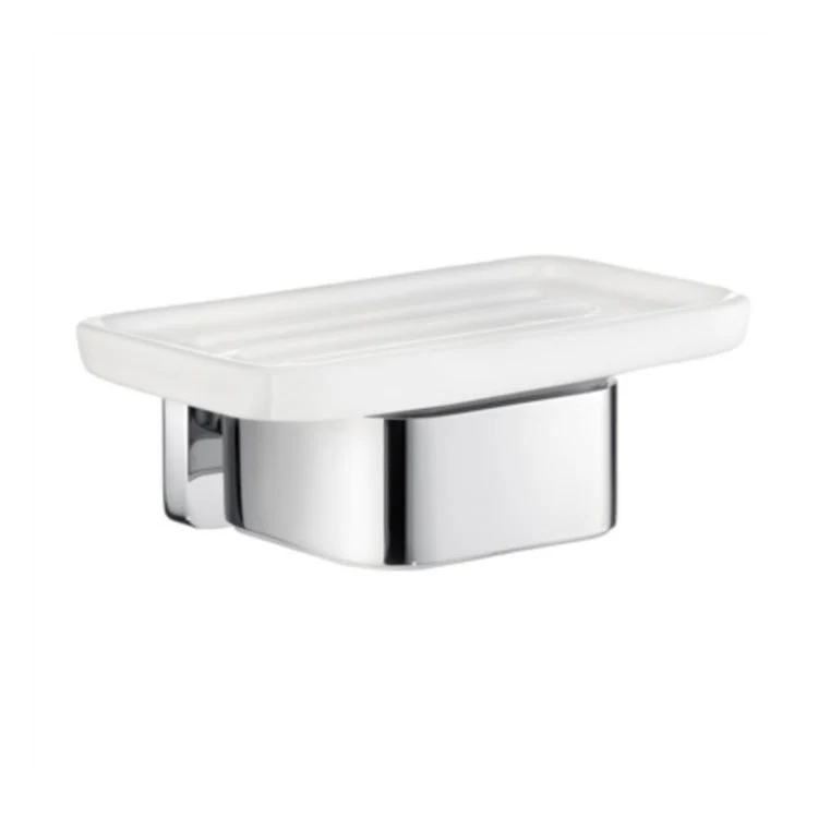 Soap Dish Ice with Holder Polished Chrome Wall Mount Rectangular Porcelain 4-5/7 x 3-1/2 x 2 Inch - Frankwebs