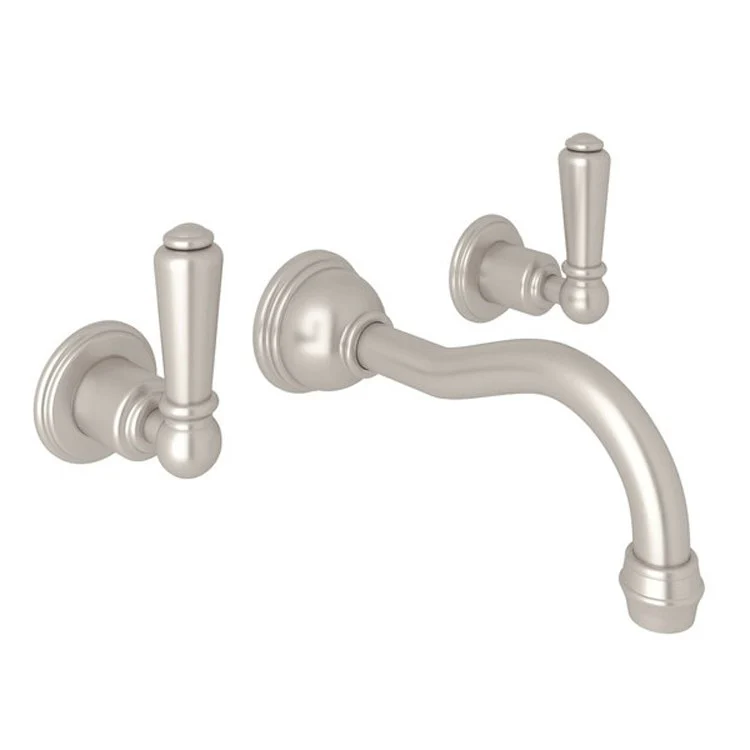 Lavatory Faucet Edwardian Wall Mount 2 Lever Satin Nickel 1.2 Gallons per Minute Column Spout - Frankwebs