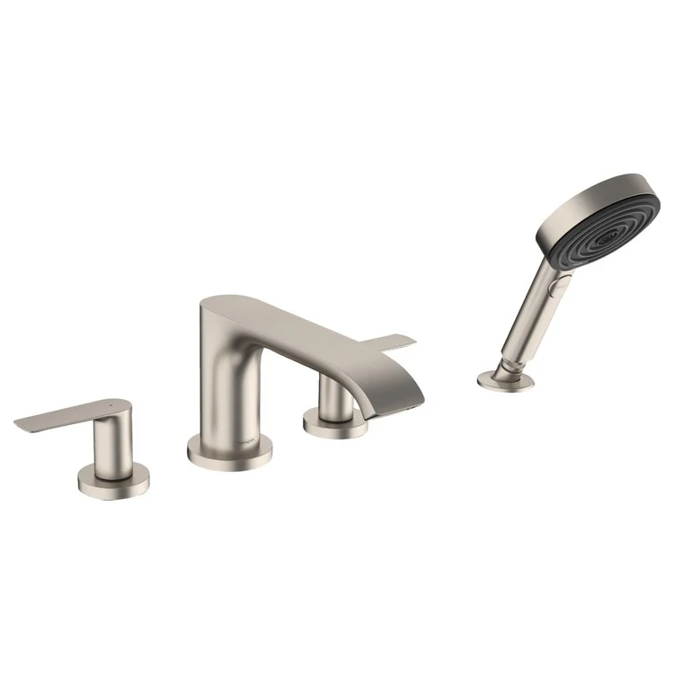 Roman Tub Trim Vivenis 2 Lever Brushed Nickel 4 Hole PowderRain 1.75 Gallons per Minute - Frankwebs