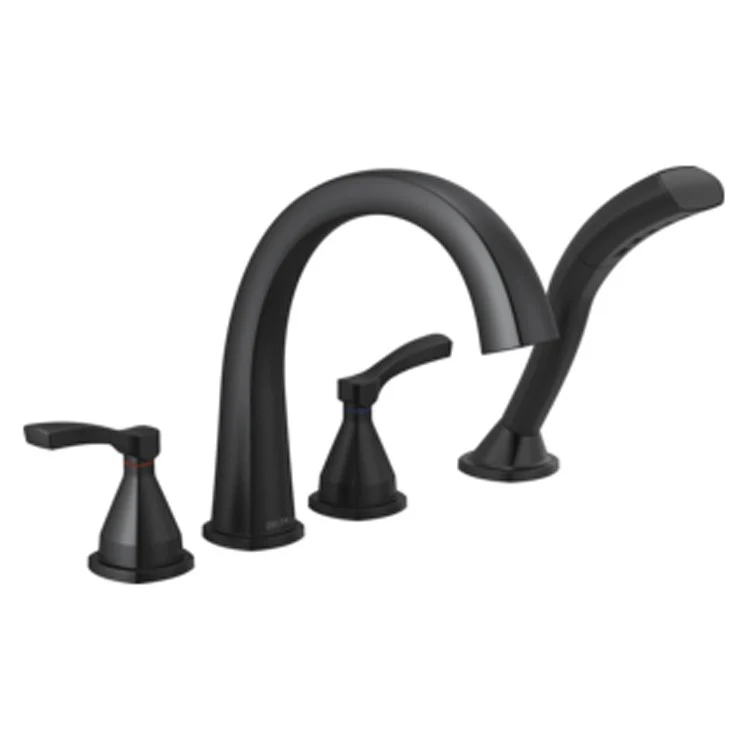 Roman Tub Trim Stryke Deck Mount with Handshower 2 Lever Matte Black ADA 8-16 Inch Spread - Frankwebs