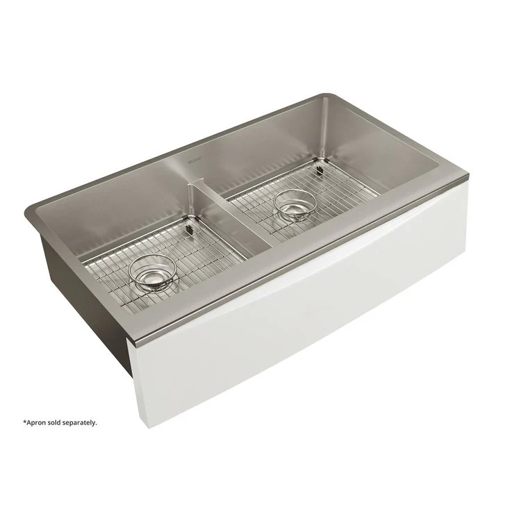 Kitchen Sink Crosstown 36 x 20.25 Inch Double Bowl Kit with Aqua Divide Polished Satin Farmhouse - Frankwebs