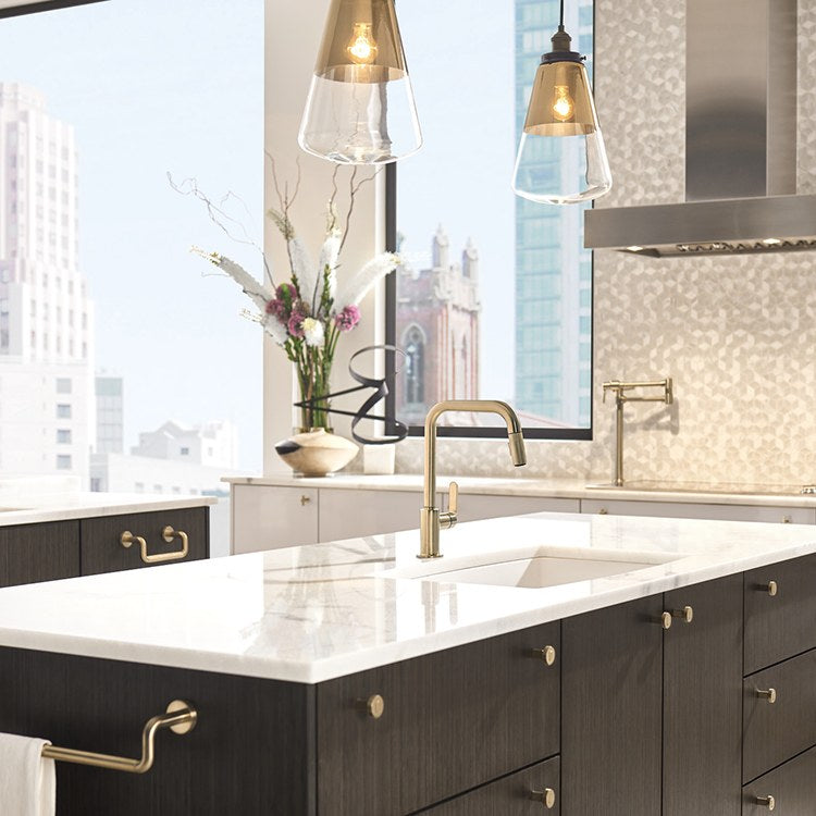 Litze Single Handle SmartTouch Pull Down Faucet with Square Spout/Industrial Handle - Frankwebs