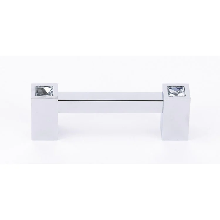 Pull Contemporary II Crystal Square Crystal Handle Satin Brass 3 Inch 3-5/8 Inch 1-1/4 Inch - Frankwebs