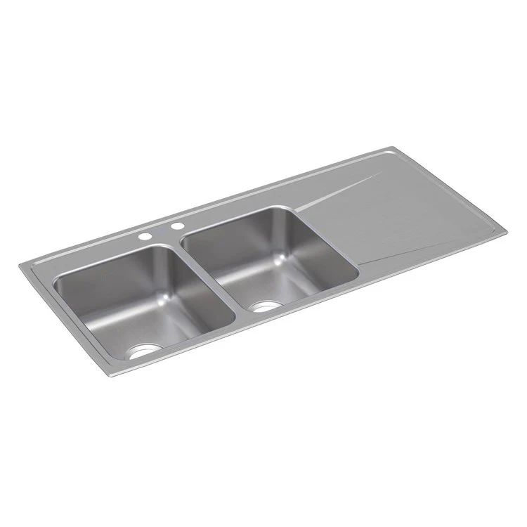 Kitchen Sink Lustertone Classic 48 x 22 Inch Double Bowl Equal with Right Drainboard 2 Hole Lustrous Satin Drop-In - Frankwebs