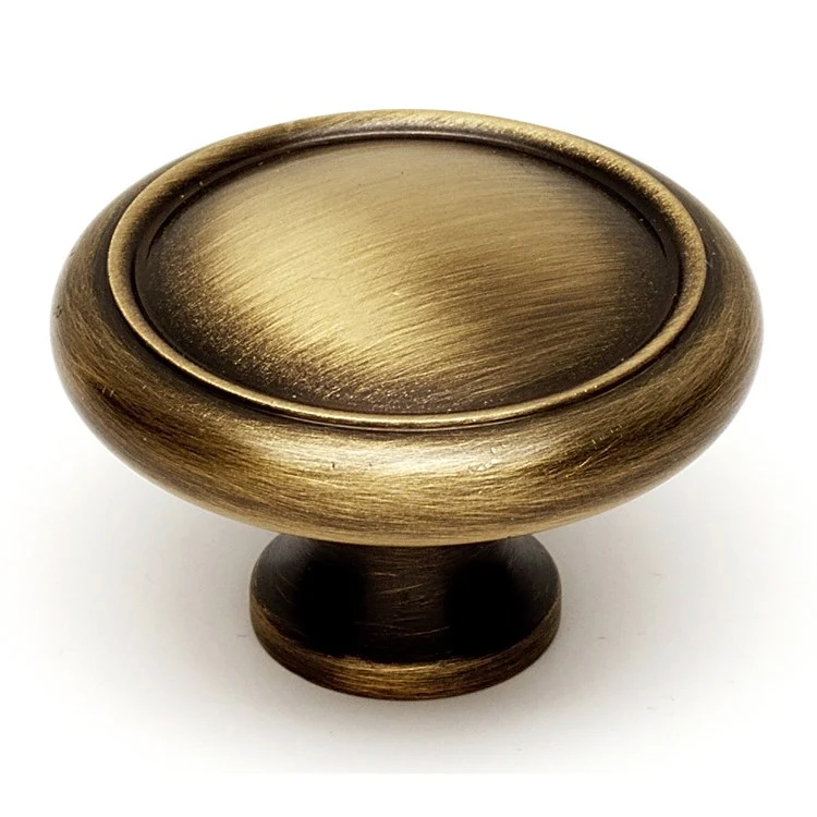 Knob II Collection Round Polished Antique Brass 1-3/4 Inch 1-1/8 Inch 13/16 Inch - Frankwebs