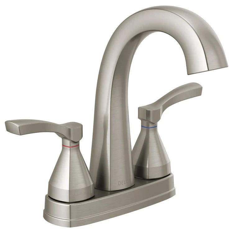 Lavatory Faucet Stryke Centerset 4 Inch Spread 2 Lever ADA WaterSense Lumicoat Stainless 1.2 Gallons per Minute Metal Pop-Up 3 Hole Diamond Seal Technology - Frankwebs