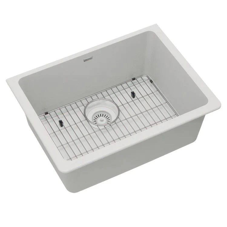 Sink Kit Quartz Classic 24.625 x 18.5 Inch Single Bowl White Bottom Grid Drain Cleaning Kit - Frankwebs