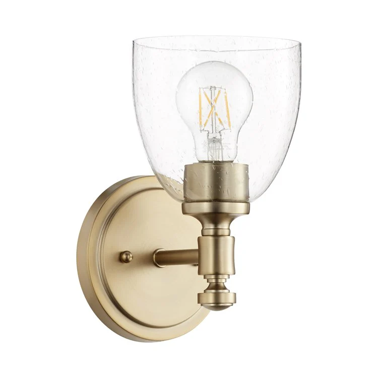 Rossington Single-Light Wall Sconce with Clear Seeded Glass Shade - Frankwebs