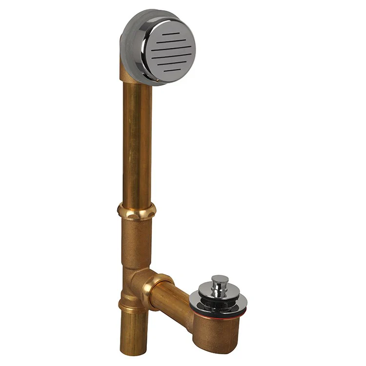 Waste and Overflow Assembly Classic Tubular Chrome Plated 1-1/2 Inch 17 Gauge Brass with Touch-Toe Stopper - Frankwebs