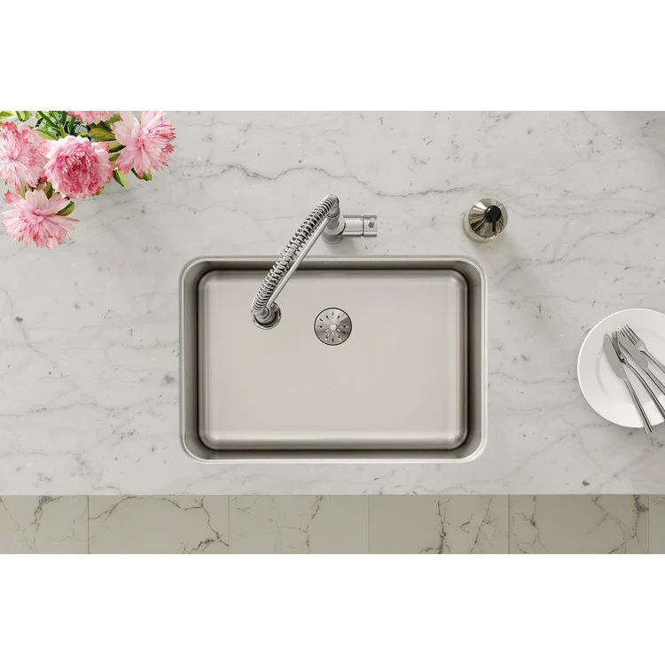 Kitchen Sink Gourmet 26.5 x 18.5 Inch Single Bowl with Perfect Drain Lustertone Undermount Stainless Steel 11-1/2 Inch - Frankwebs