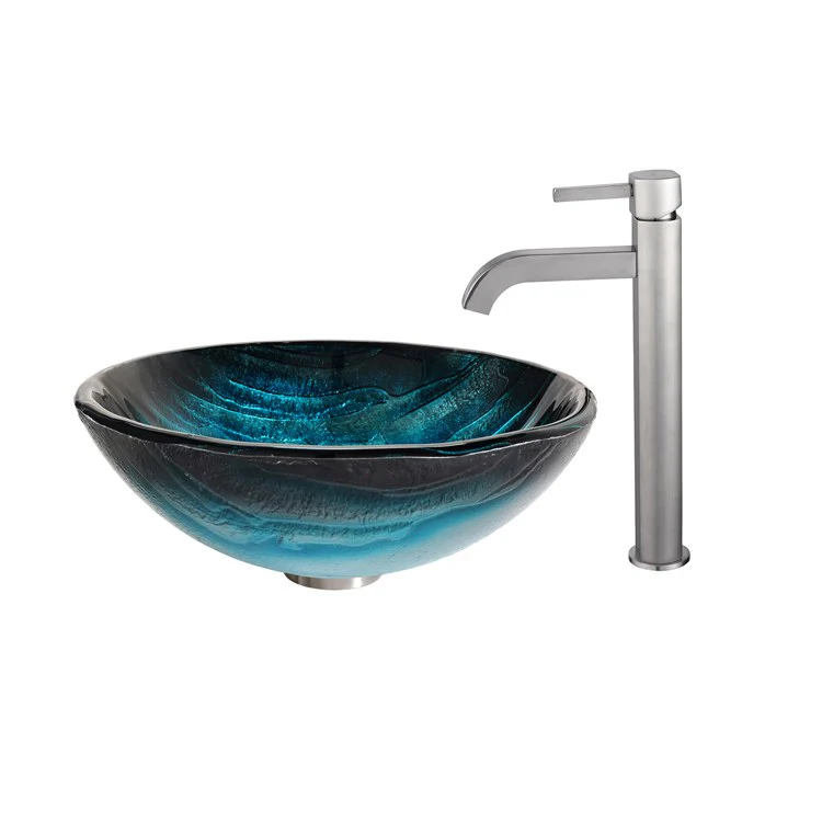 Ladon Glass Vessel Sink with Ramus Faucet - Frankwebs