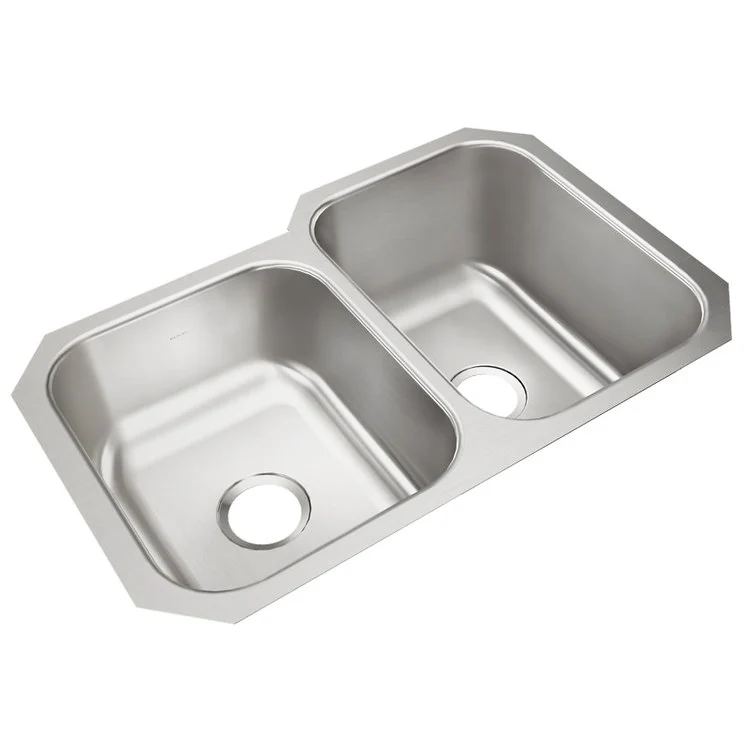 Kitchen Sink Dayton 32 x 21 Inch Double Bowl Offset Left Soft Satin Undermount - Frankwebs