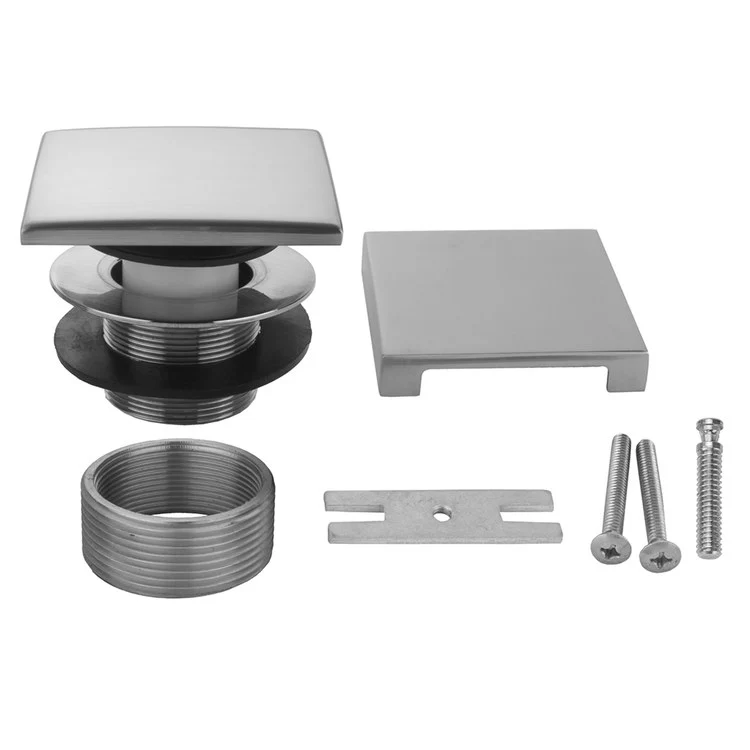 Tub Drain Square Top Toe Control Tub with Square No Hole Faceplate Polished Nickel Spring Loaded Brass - Frankwebs