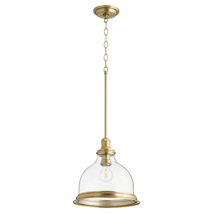 Single-Light Pendant with Clear Seeded Glass Shade - Frankwebs