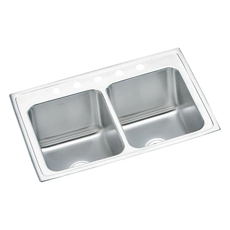 Kitchen Sink Lustertone Classic 33 x 22 Inch Double Bowl Equal 5 Hole Lustrous Satin Drop-In 10-1/8 Inch - Frankwebs