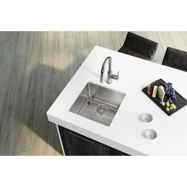 Sink Kit Lustertone Iconix Perfect Drain 18.5 x 18.5 Inch Single Bowl Luminous Satin One EBG1414 Bottom Grid One LKPD1 Perfect Drain and Strainer - Frankwebs