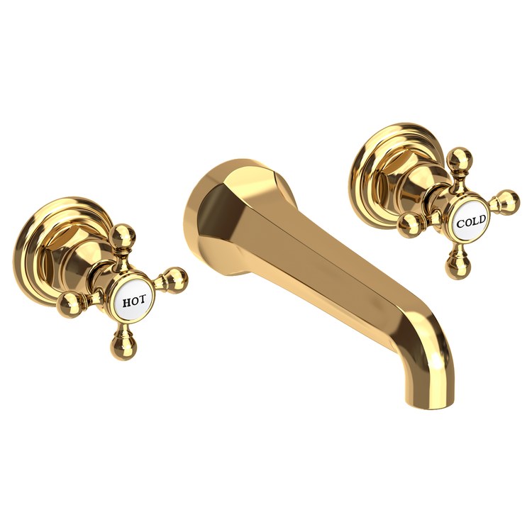 Lavatory Faucet Astor Wall Mount 8 Inch Spread 2 Cross ADA Watersense Flat Black 1.2 Gallons Per Minute Brass Less Drain Spout Reach 7-1/2 Inch - Frankwebs