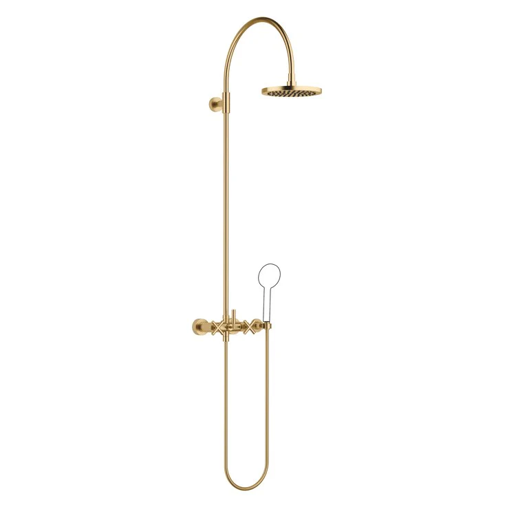 Shower Set TARA Exposed with Mixer Less Handshower 3 Cross/Lever Brushed Durabrass 1.8 Gallons per Minute - Frankwebs