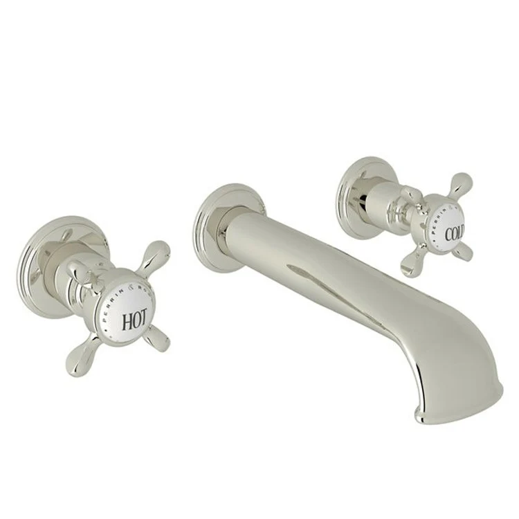 Lavatory Faucet Edwardian Wall Mount 2 Cross Satin Nickel 1.2 Gallons per Minute U-Spout - Frankwebs